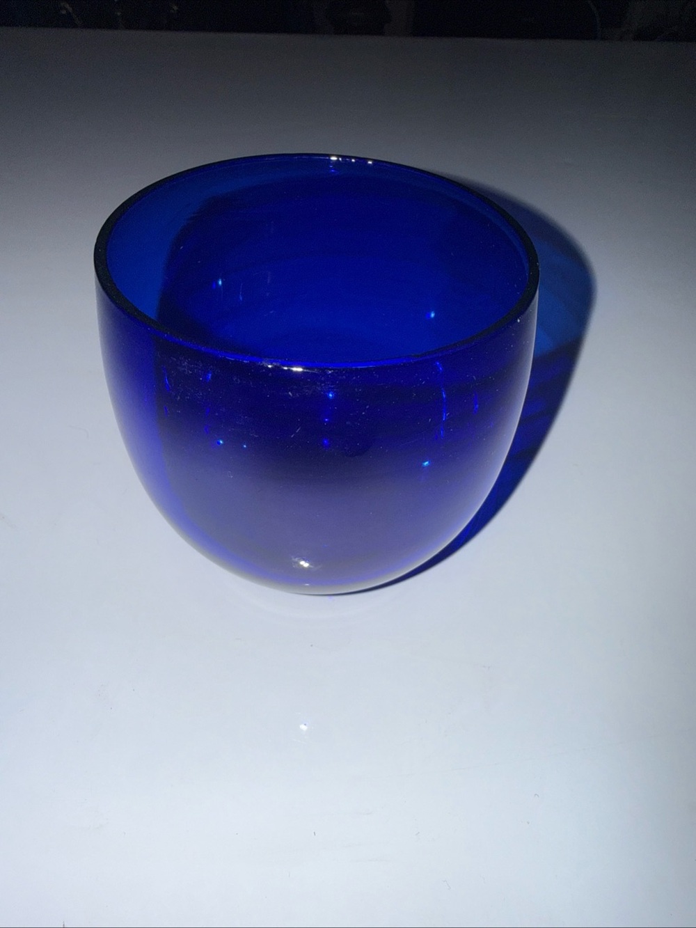 Vintage Cobalt Blue Glass Cup Candle Votive Holder